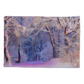 Winterse landschap met besneeuwde bomen aquarel kussensloop (Achterkant)