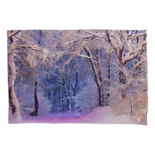 Winterse landschap met besneeuwde bomen aquarel kussensloop (Voorkant)
