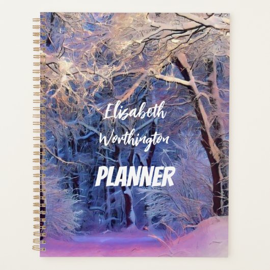 Winterse landschap met besneeuwde bomen aquarel planner (Voorkant)