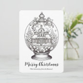 Winterse landschap Sneeuwbol Kerst Kunst Kleuren Feestdagenkaart (Staand voorkant)