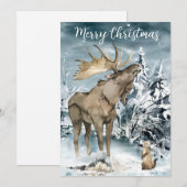 Winterse landschap Waterverf Eland Kerstkaart Post (Voorkant / Achterkant)