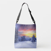 Winterse landschappen crossbody tas (Achterkant)
