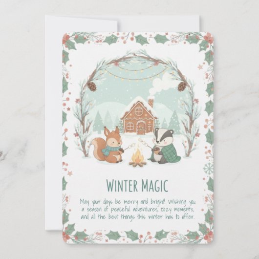Winterse Magie Bosdieren Kerstkaart (Voorkant)