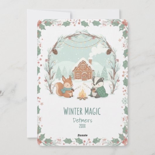 Winterse Magie Bosdieren Kerstkaart (Achterkant)