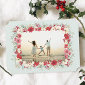 Winterse Poinsettia Botanische Kerstfoto lijst Feestdagenkaart