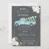 Winterse rit met het Baby shower Kaart (Voorkant)