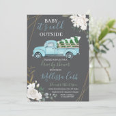 Winterse rit met het Baby shower Kaart (Staand voorkant)