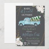 Winterse rit met het Baby shower Kaart (Voorkant / Achterkant)