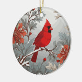 Winterse rode kardinaal vogel keramisch ornament (Links)