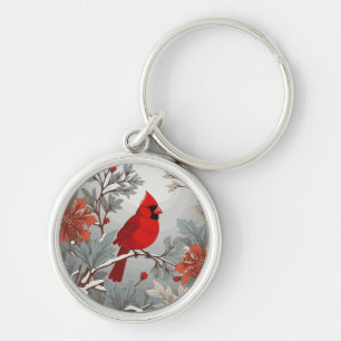 Winterse rode kardinaal vogel sleutelhanger