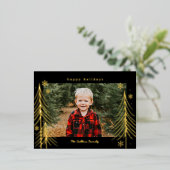 Winterse scène folie kerstkaart familie samenkomst folie feestdagen briefkaart (Staand Voorkant)