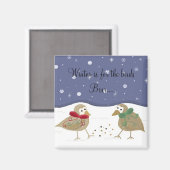 Winterse scène met twee kleine vogels magneet (Voorkant / Achterkant)