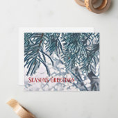 Winterse seizoensgroet kaart notitiekaartje (Voorkant / Achterkant in situ)