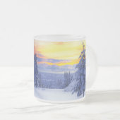 Winterse sfeer matglas koffiemok (Voorkant rechts)