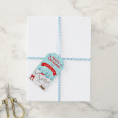 Winterse Sneeuwscène met Poolvossen Vrolijk Kerstf Cadeaulabel (Met Touw)