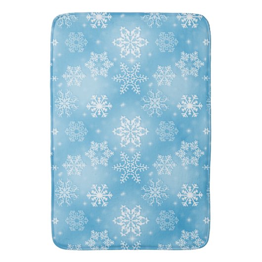 Winterse sneeuwvlokken op Aqua Badmat (Voorkant Verticaal)