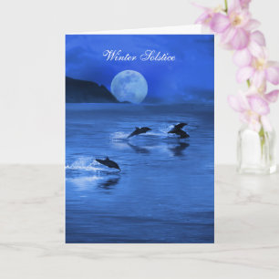 Winterse Solstitie Yule Dolfijnen Zee Oceaan Kaart