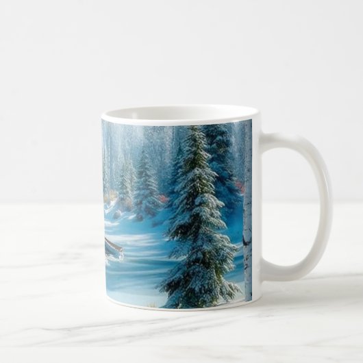 “Winterse stilte bij de berghut” Koffiemok (Rechts)