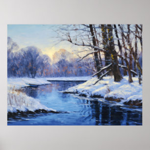 Winterse stilte bij de bevroren Havel Poster