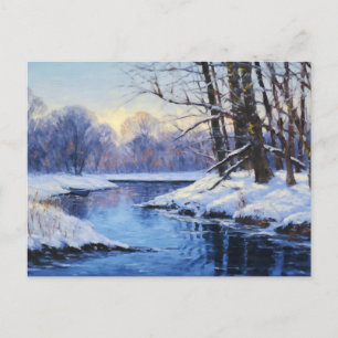 Winterse stilte bij de bevroren Havel rivier Briefkaart