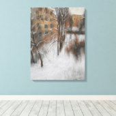 Winterse stilte bij het raam canvas afdruk (Insitu (Houten vloer))