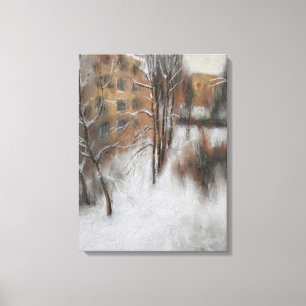 Winterse stilte bij het raam canvas afdruk