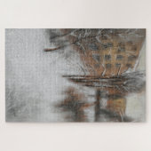 Winterse stilte bij het raam legpuzzel (Horizontaal)