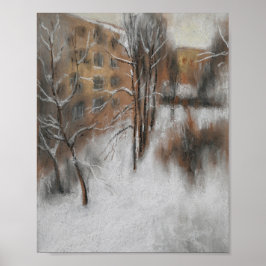 Winterse stilte bij het raam poster