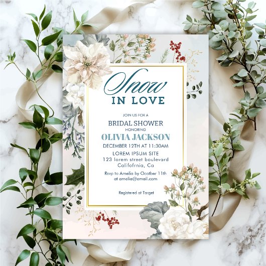 Winterse stoffige blauwe sneeuw verliefd Bruids do Kaart