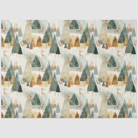 Winterse tafereel met herten tissuepapier (Voorkant)