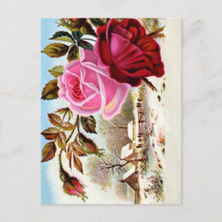 Winterse taferelen en bloemen briefkaart