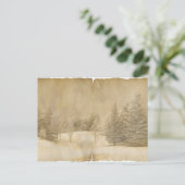 Winterse Taferelen in Sepia en Perkament Briefkaart (Staand voorkant)