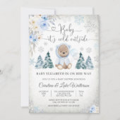 Winterse Teddybeer Babyshower Uitnodiging (Voorkant)