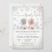 Winterse Teddybeer Babyshower Uitnodiging (Voorkant)