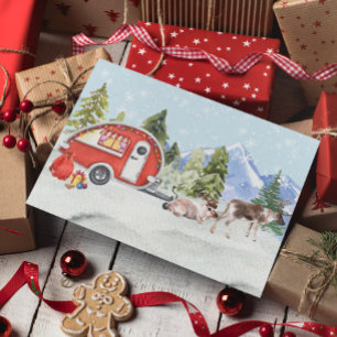 Winterse Vakantie RV Camper Rendier Kerstmis Feestdagenkaart