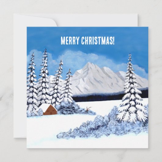 Winterse vlakke kerstkaart (Voorkant)