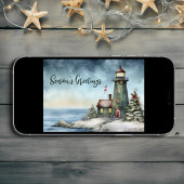 Winterse Vuurtoren Kerstgroeten Kerstmis Feestdagen Kaart