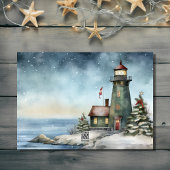 Winterse Vuurtoren Kerstgroeten Kerstmis Feestdagen Kaart