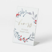 winterse waterverf bevoordeelt voetgangersbord reclamebord met voetstuk (Voorkant)