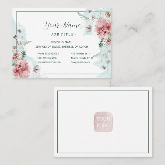 Winterse Waterverf Bloemensalon Visitekaartje (Voorkant / Achterkant)