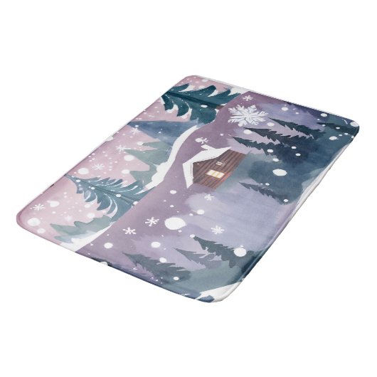 Winterse Waterverf sneeuwcabine Badmat (Gekanteld)