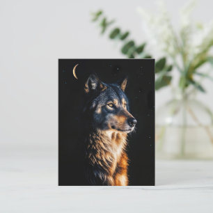 Winterse Wolve Zonnewende Sikkelmaan Yule Feestdagenkaart