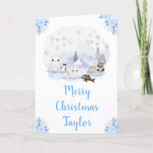 Winterse Wonderland Arctische Dieren Prettig Kerst Feestdagen Kaart