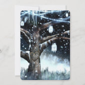 Winterse Wonderland Rustieke Boomlichten Verloving Kaart (Achterkant)