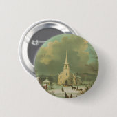 Winterse zondag in vroeger tijden ronde button 5,7 cm (Voorkant /achterkant)