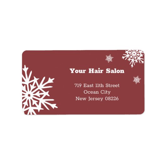 Winterseizoen Bourgogne Witte Sneeuwvlokken Adres Etiket (Voorkant)