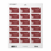 Winterseizoen Bourgogne Witte Sneeuwvlokken Adres Etiket (Full Sheet)