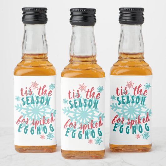 Winterseizoen Eggnog - citaat Word Art Likeurfles Etiket (Flessen)