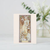 Winterseizoen Mode illustratie Alphonse Mucha Briefkaart (Staand voorkant)