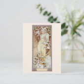 Winterseizoen Mode illustratie Alphonse Mucha Briefkaart (Staand voorkant)